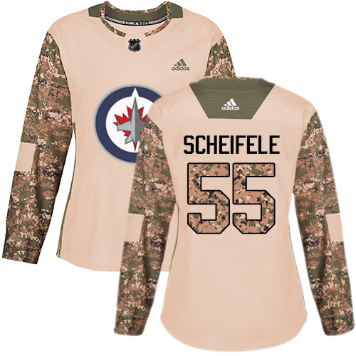 Adidas Jets #55 Mark Scheifele Camo Authentic Veterans Day Women's Stitched NHL Jersey - Click Image to Close